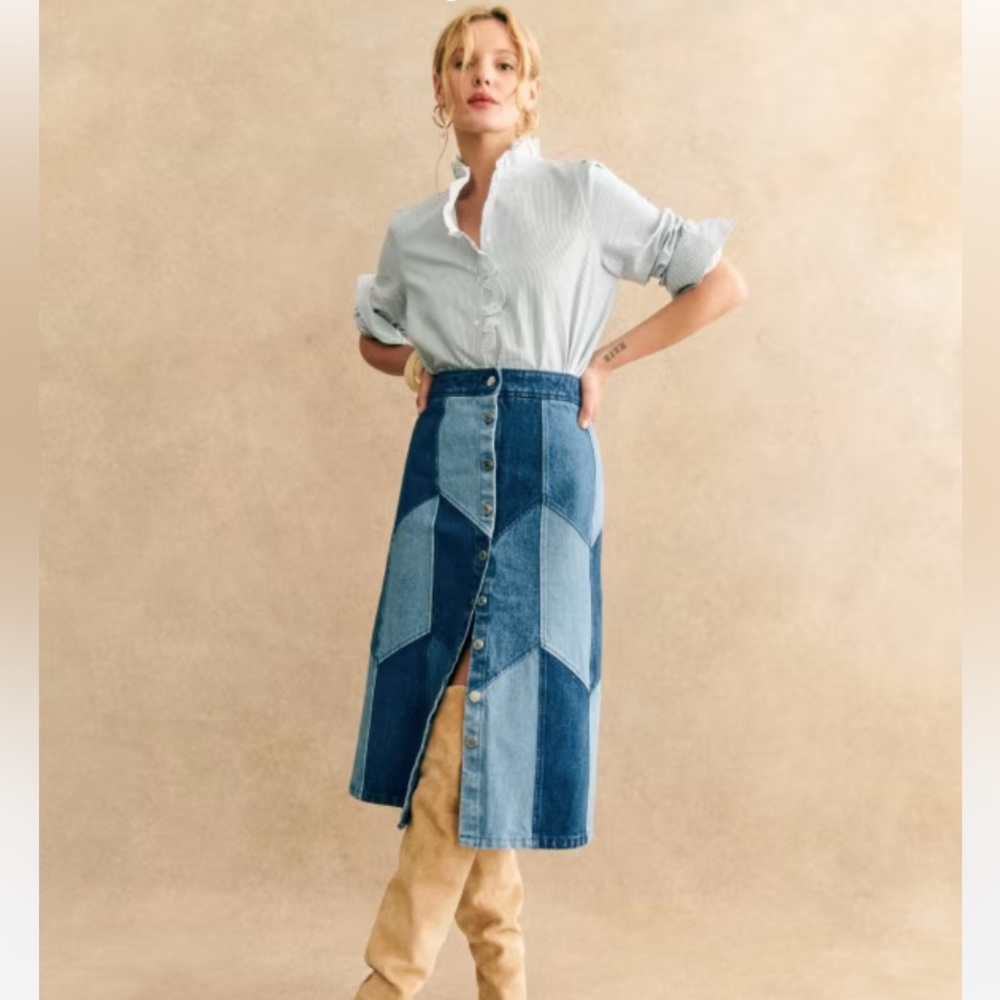 NWOT Sezane Denim Alexane Skirt (Size 8)